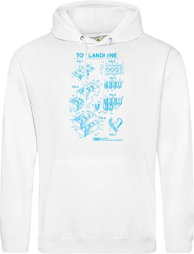 Toy Trap Blueprint - Lego, legos, funny, bricks, lego blueprint, blueprint, inventor, toys on floor, dad, fathers day, humour, toy mat, box of toys, foot, standing on toys - Standard Hoodie