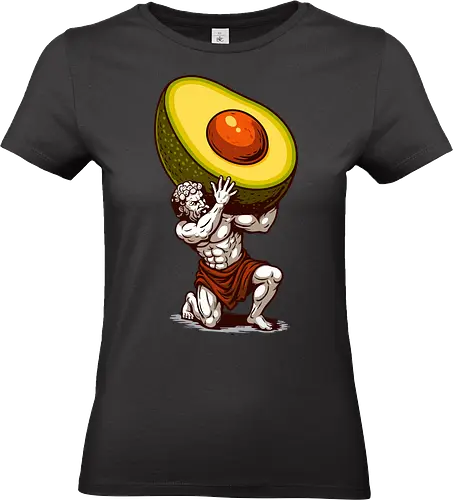 Avocado Atlas - Atlas, Avocado, Essen, lustig, lustige Avocado, Geek, griechisch, griechische Mythologie, lm2kone, griechische Statue, Humor, Old School, Pop-Art, Vintage - Standard T-Shirt (Women)