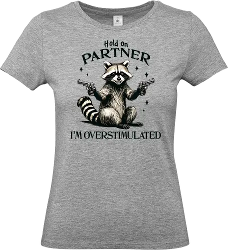 I’m Overstimulated  - hold on, pattern, im overstimulated, overstimulated, raccoon, sarcastic, meme, humor, funny - Standard T-Shirt (Women)