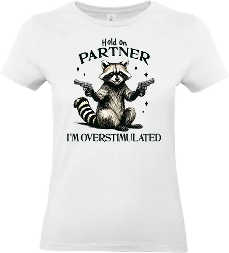 I’m Overstimulated  - hold on, pattern, im overstimulated, overstimulated, raccoon, sarcastic, meme, humor, funny - Standard T-Shirt (Women)