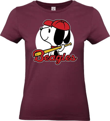 Comic Beagle Baseball  - Beagle, Dog, Pet, Vintage, Retro, Retro Vintage, Comic, Cartoon, Animation, Baseball, Team, Sports - Standard T-Shirt (Women)