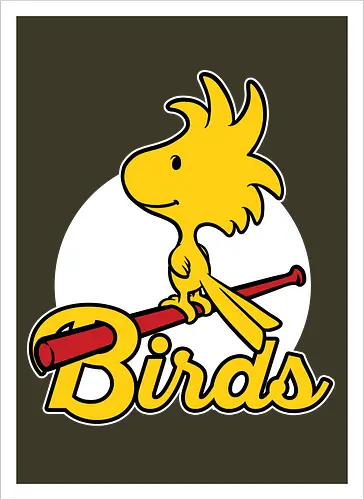 Comic Yellow Bird Baseball 