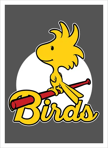 Comic Yellow Bird Baseball 