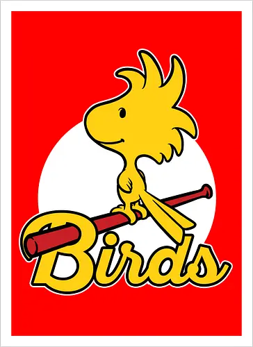 Comic Yellow Bird Baseball 