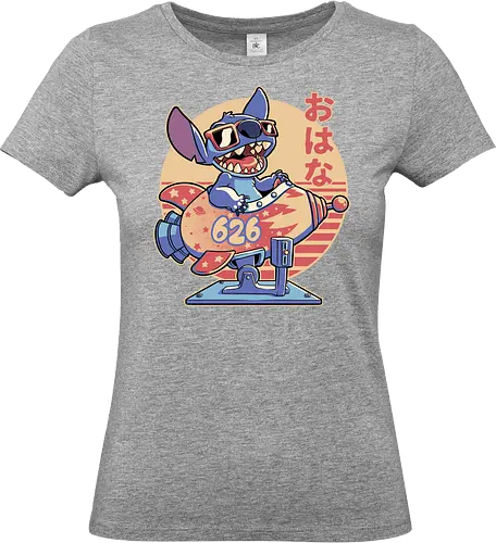 Experiment Alien Spaceship - movie, Animation, Animated, Toy, Cute, Pet, Dog, Classic Animation, Classic, Extraterrestrial, Alien, Experimental, Experiment, Friend, Friendship, Space, Spaceship - Standard T-Shirt (Women)