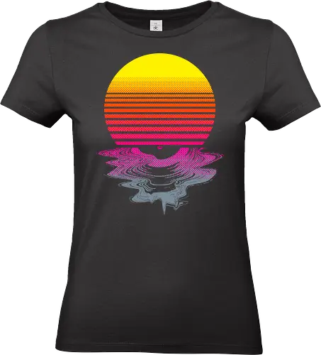 Vinyl Sunset - melting, hot, retrowave, record, vinyl, lp, summer, retro, vintage, melt, sun, sunset, 1980s, 80s - Standard T-Shirt (Women)