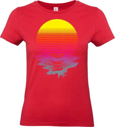 Vinyl Sunset - melting, hot, retrowave, record, vinyl, lp, summer, retro, vintage, melt, sun, sunset, 1980s, 80s - Standard T-Shirt (Women)