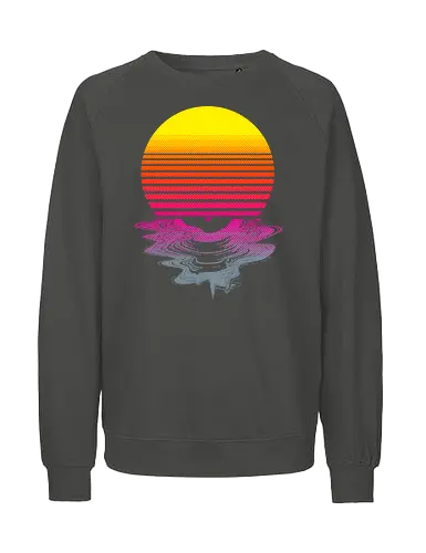 Vinyl Sunset - melting, hot, retrowave, record, vinyl, lp, summer, retro, vintage, melt, sun, sunset, 1980s, 80s - Fairtrade Sweatshirt
