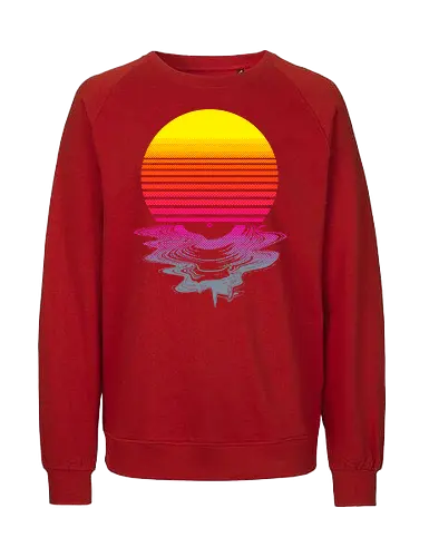 Vinyl Sunset - melting, hot, retrowave, record, vinyl, lp, summer, retro, vintage, melt, sun, sunset, 1980s, 80s - Fairtrade Sweatshirt