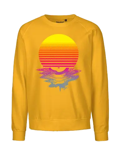 Vinyl Sunset - melting, hot, retrowave, record, vinyl, lp, summer, retro, vintage, melt, sun, sunset, 1980s, 80s - Fairtrade Sweatshirt