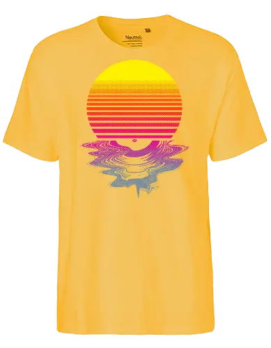 Vinyl Sunset - melting, hot, retrowave, record, vinyl, lp, summer, retro, vintage, melt, sun, sunset, 1980s, 80s - Fairtrade T-Shirt