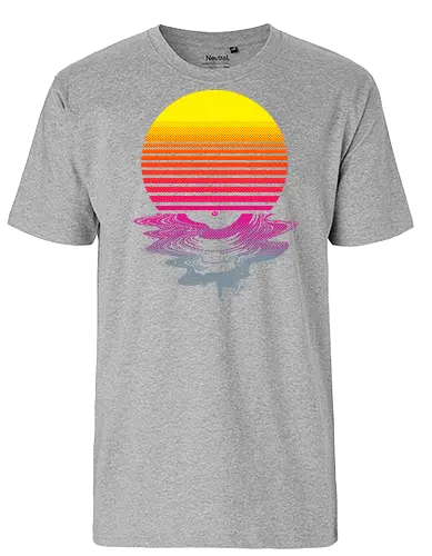Vinyl Sunset - melting, hot, retrowave, record, vinyl, lp, summer, retro, vintage, melt, sun, sunset, 1980s, 80s - Fairtrade T-Shirt