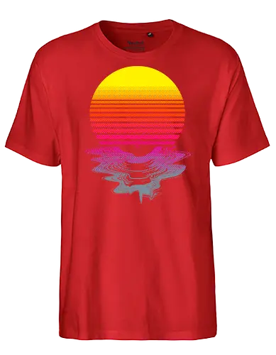 Vinyl Sunset - melting, hot, retrowave, record, vinyl, lp, summer, retro, vintage, melt, sun, sunset, 1980s, 80s - Fairtrade T-Shirt