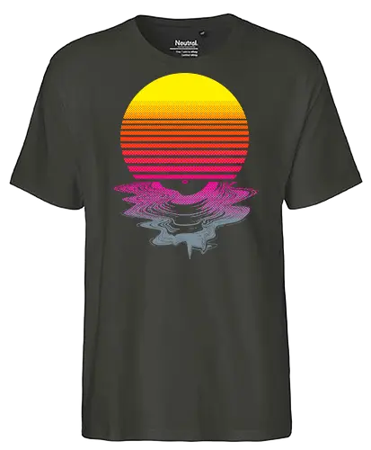 Vinyl Sunset - melting, hot, retrowave, record, vinyl, lp, summer, retro, vintage, melt, sun, sunset, 1980s, 80s - Fairtrade T-Shirt