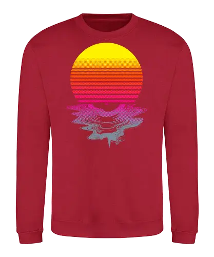 Vinyl Sunset - melting, hot, retrowave, record, vinyl, lp, summer, retro, vintage, melt, sun, sunset, 1980s, 80s - Sweatshirt