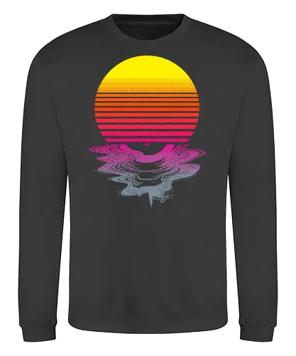 Vinyl Sunset - melting, hot, retrowave, record, vinyl, lp, summer, retro, vintage, melt, sun, sunset, 1980s, 80s - Sweatshirt