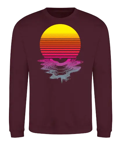 Vinyl Sunset - melting, hot, retrowave, record, vinyl, lp, summer, retro, vintage, melt, sun, sunset, 1980s, 80s - Sweatshirt