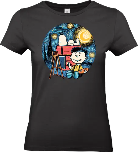 Painting the Night - Cute, cartoons, comics, beagle, character, painting - Standard T-Shirt (Women)