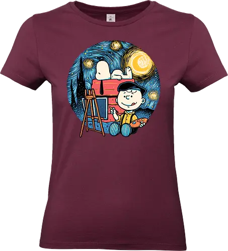 Painting the Night - Cute, cartoons, comics, beagle, character, painting - Standard T-Shirt (Women)