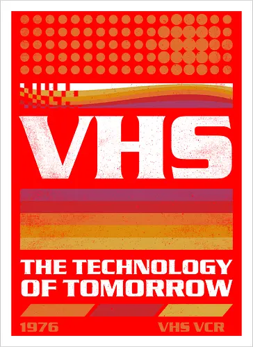 VHS Tech - VHS Tech, vhs, video tape, cassette, old tech, retro, vintage, video player - Artprint