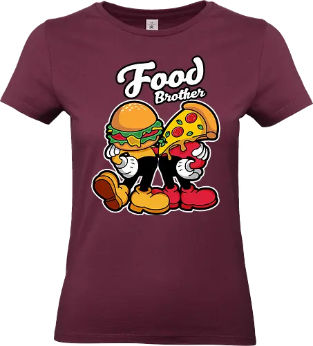 food brother  - pizza, burger, food, cool, funny, vintage, cartoon, logo, classic, brother, sister, friendship - Standard T-Shirt (Women)
