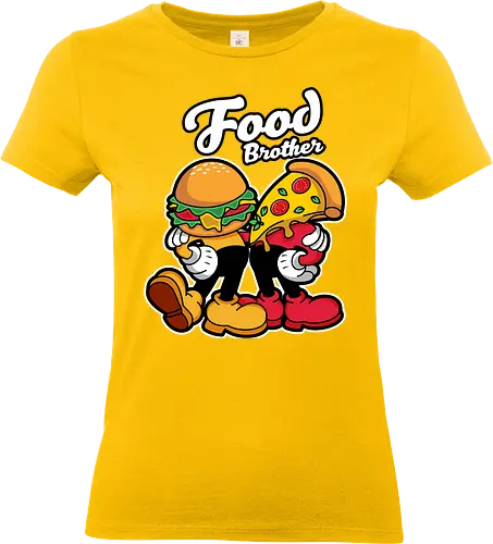 food brother  - pizza, burger, food, cool, funny, vintage, cartoon, logo, classic, brother, sister, friendship - Standard T-Shirt (Women)