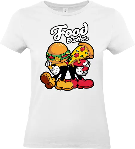 food brother  - pizza, burger, food, cool, funny, vintage, cartoon, logo, classic, brother, sister, friendship - Standard T-Shirt (Women)