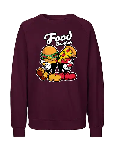 food brother  - pizza, burger, food, cool, funny, vintage, cartoon, logo, classic, brother, sister, friendship - Fairtrade Sweatshirt
