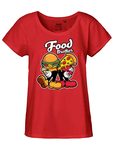 food brother  - pizza, burger, food, cool, funny, vintage, cartoon, logo, classic, brother, sister, friendship - Fairtrade Girl Shirt