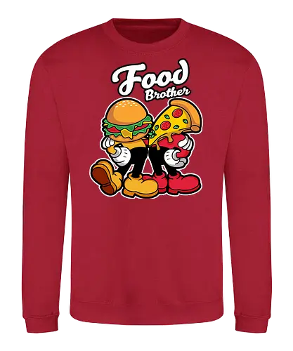 food brother  - pizza, burger, food, cool, funny, vintage, cartoon, logo, classic, brother, sister, friendship - Sweatshirt