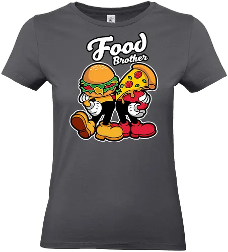 food brother  - pizza, burger, food, cool, funny, vintage, cartoon, logo, classic, brother, sister, friendship - Standard T-Shirt (Women)