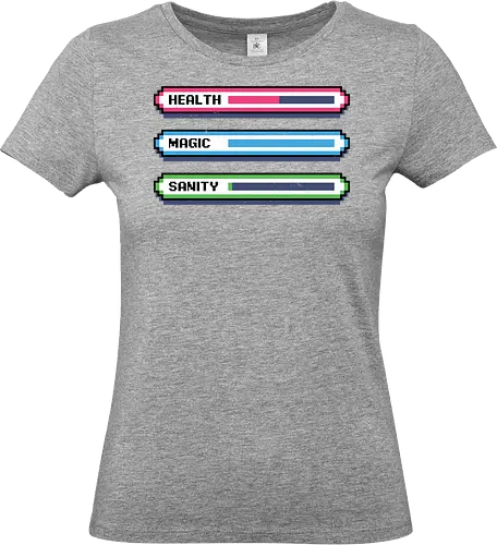 Video Game Sanity Bar - video game, rpg, adventure, fantasy, sanity, health, mana, magic, retro game, pixel art, mental health, game, insanity, magical, vintage - Standard T-Shirt (Women)