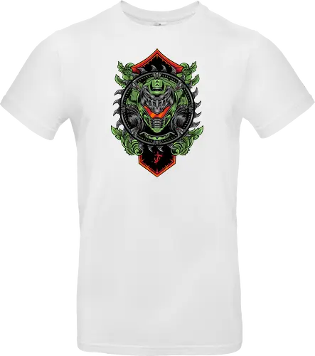 demon hunter  - hunter, cool, helmet, demon, bounty, robot, cyborg, vintage, classic, sword, 80s, 90s, war - Standard T-Shirt