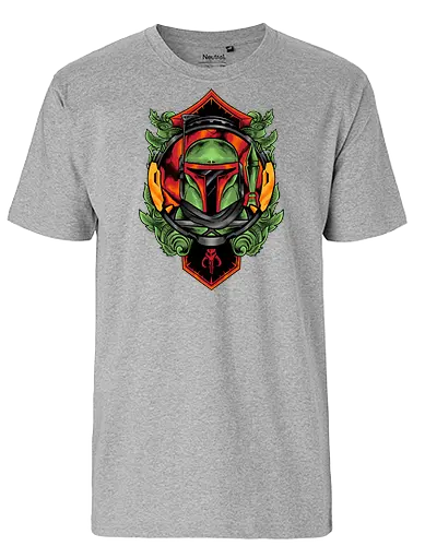 bounty hunter  - hunter, cool, helmet, demon, bounty, robot, cyborg, vintage, classic, sword, 80s, 90s, war - Fairtrade T-Shirt