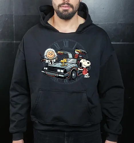 Time Travel Buddies - Cartoons, comics, movie, mash up, parody, funny, humor, time travel - Cropped Hoodie