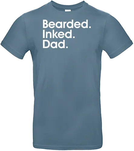 Bearded. Inked. Dad - parenting, lifestyle, text-based, monochrome, typography, minimalism, slogan, masculine, descriptive, graphic design - Standard T-Shirt