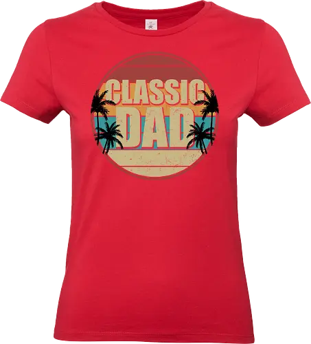 Classic Dad - retro, vintage, dad, palm trees, sunset, stripes, tropical, graphic design, typography - Standard T-Shirt (Women)
