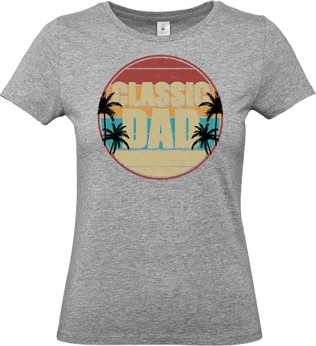 Classic Dad - retro, vintage, dad, palm trees, sunset, stripes, tropical, graphic design, typography - Standard T-Shirt (Women)