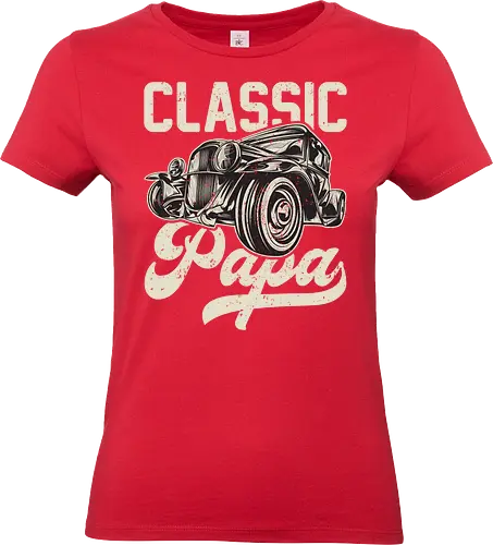 Classic Papa - vintage car, retro design, classic automobile, dark background, typography, antique, vehicle illustration, nostalgic, retro font, stylish design - Standard T-Shirt (Women)