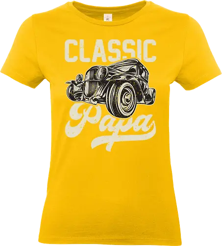 Classic Papa - vintage car, retro design, classic automobile, dark background, typography, antique, vehicle illustration, nostalgic, retro font, stylish design - Standard T-Shirt (Women)