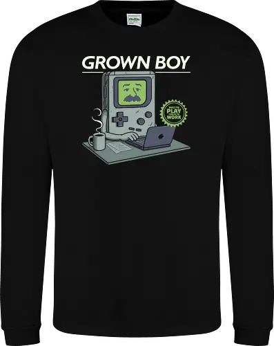Grown Boy - retro gamer, 8bit, funny, gamerlife, gaming, geek, nerd, nostalgia, office, old school, retro, sarcasm, tech, video game, vintage - Sweatshirt
