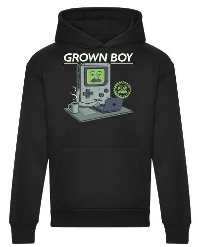 Grown Boy - retro gamer, 8bit, funny, gamerlife, gaming, geek, nerd, nostalgia, office, old school, retro, sarcasm, tech, video game, vintage - Heavyweight Hoodie