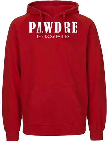 PAWDRE THE DOGFATHER - parody, humor, typography, dog, pun, text design, wordplay, poster, minimalistic - Fairtrade Hoodie
