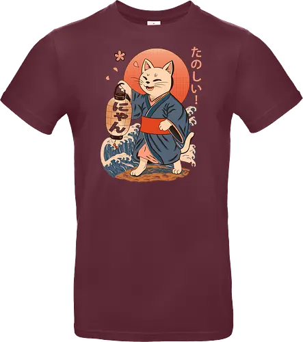 ukiyo-e style cat – japanese - festival kimono cat, lantern neko vibe, wavy samurai cat, blossom temple feline, vintage matsuri mood, red sun neko, joyful kimono cat, happy feline festival, kawaii wave cat, japanese lantern joy, zen festival friend - Standard T-Shirt
