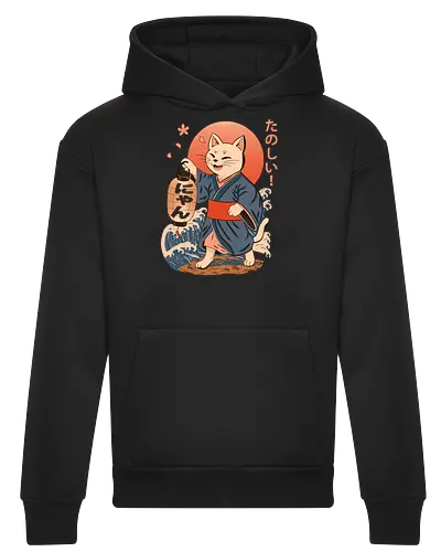ukiyo-e style cat – japanese - festival kimono cat, lantern neko vibe, wavy samurai cat, blossom temple feline, vintage matsuri mood, red sun neko, joyful kimono cat, happy feline festival, kawaii wave cat, japanese lantern joy, zen festival friend - Heavyweight Hoodie