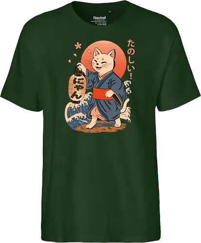 ukiyo-e style cat – japanese - festival kimono cat, lantern neko vibe, wavy samurai cat, blossom temple feline, vintage matsuri mood, red sun neko, joyful kimono cat, happy feline festival, kawaii wave cat, japanese lantern joy, zen festival friend - Fairtrade T-Shirt