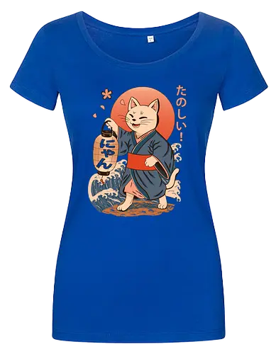 ukiyo-e style cat – japanese - festival kimono cat, lantern neko vibe, wavy samurai cat, blossom temple feline, vintage matsuri mood, red sun neko, joyful kimono cat, happy feline festival, kawaii wave cat, japanese lantern joy, zen festival friend - Women T-Shirt