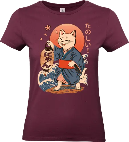 ukiyo-e style cat – japanese - festival kimono cat, lantern neko vibe, wavy samurai cat, blossom temple feline, vintage matsuri mood, red sun neko, joyful kimono cat, happy feline festival, kawaii wave cat, japanese lantern joy, zen festival friend - Standard T-Shirt (Women)