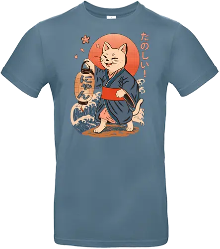 ukiyo-e style cat – japanese - festival kimono cat, lantern neko vibe, wavy samurai cat, blossom temple feline, vintage matsuri mood, red sun neko, joyful kimono cat, happy feline festival, kawaii wave cat, japanese lantern joy, zen festival friend - Standard T-Shirt