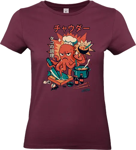 Angry Octo Chef: Ramen Rampage - angry ramen octopus, japanese food chaos, comic sushi master, funny chef fury, angry cook scene, tentacle kitchen fight, kawaii food attack, ramen pot monster street food comic, spicy dish splash, japanese lunch drama, ushi blade fury, ooking beast mode, comic tentacle twist - Standard T-Shirt (Women)